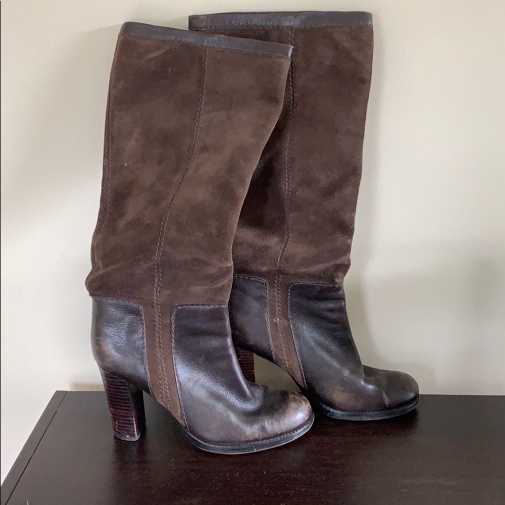 Suede/Leather Knee High Boots